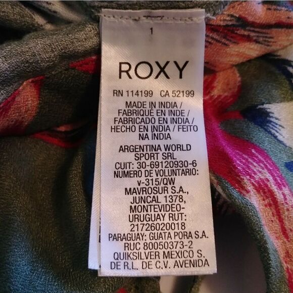 Roxy Green Tropical Hawaiian Print Criss Cross Strap Mini Dress - Picture 6 of 7